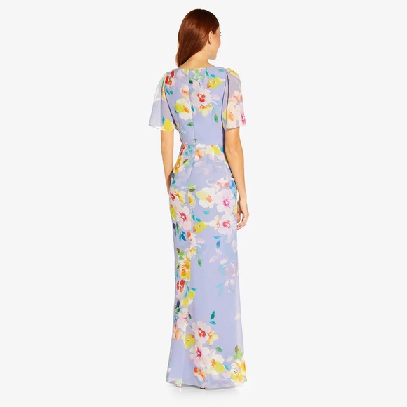 Adrianna Papell Floral Print Chiffon Gown - Picture 3 of 16